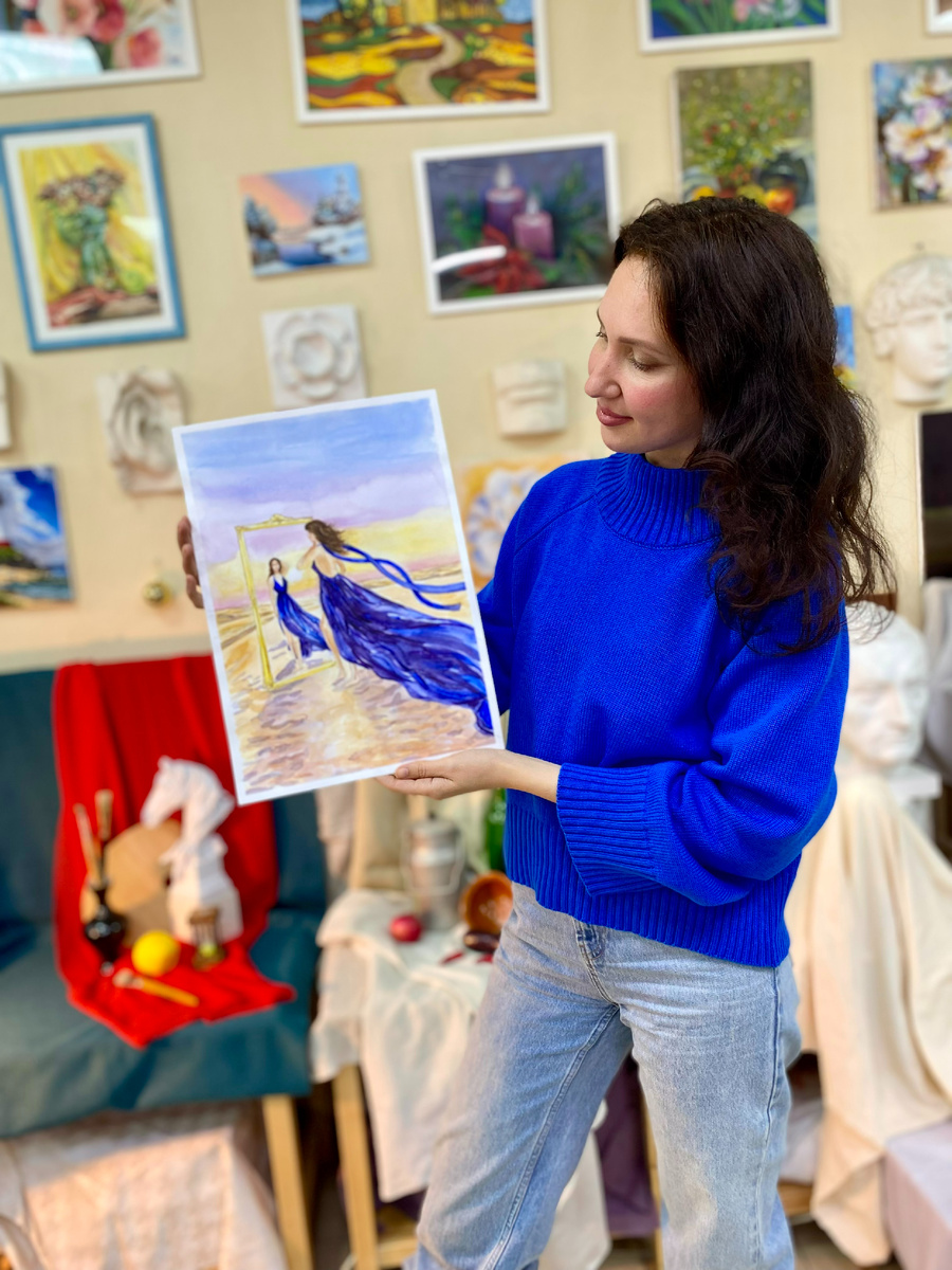 Я придумала картину, концепция: Зеркало, которое отражает не внешность, а состояние