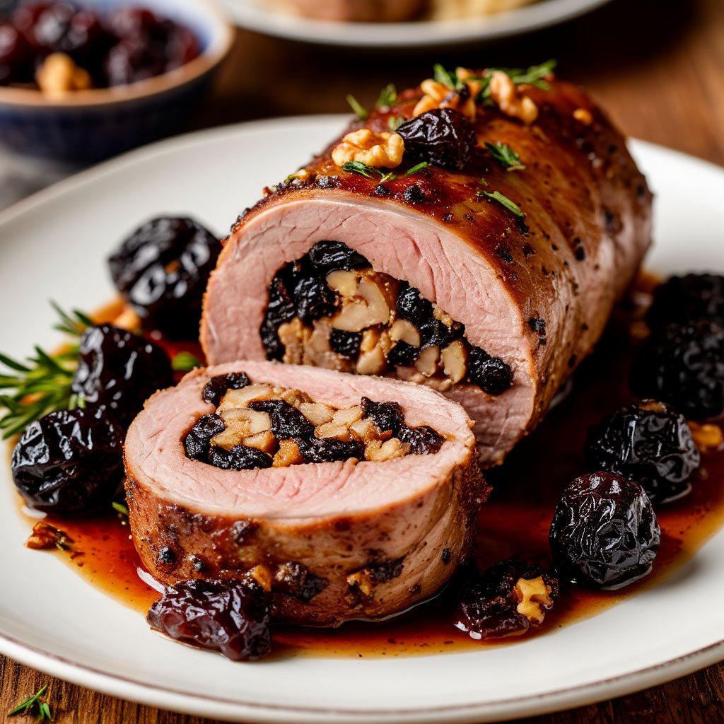 Свиная вырезка, фаршированная черносливом и грецким орехом: праздник в каждом срезе