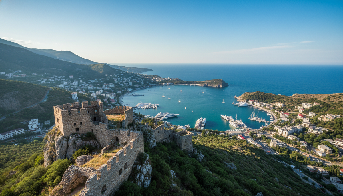 Цифровые фантазии: Балаклава — место, где история Генуэзской крепости встречается с парковкой для яхт миллионеров.