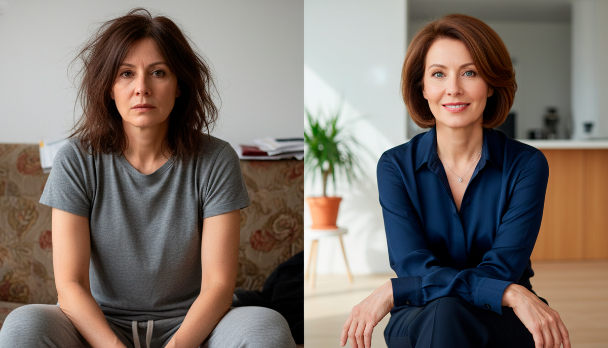 Светлана "до" и "после". Никаких пластических операций. Просто начала уделять себе 15 минут в день. Видите разницу?