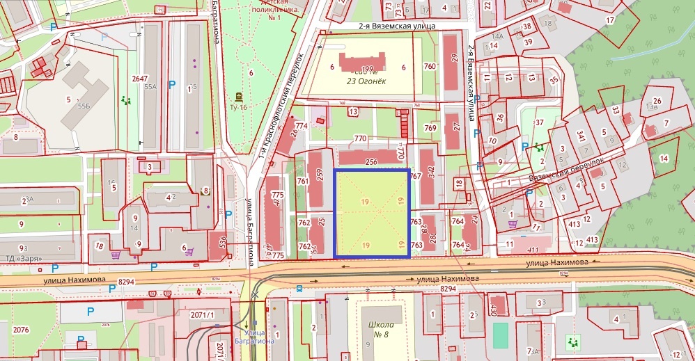    Расположение территории благоустройства сквера «Нахимовский»