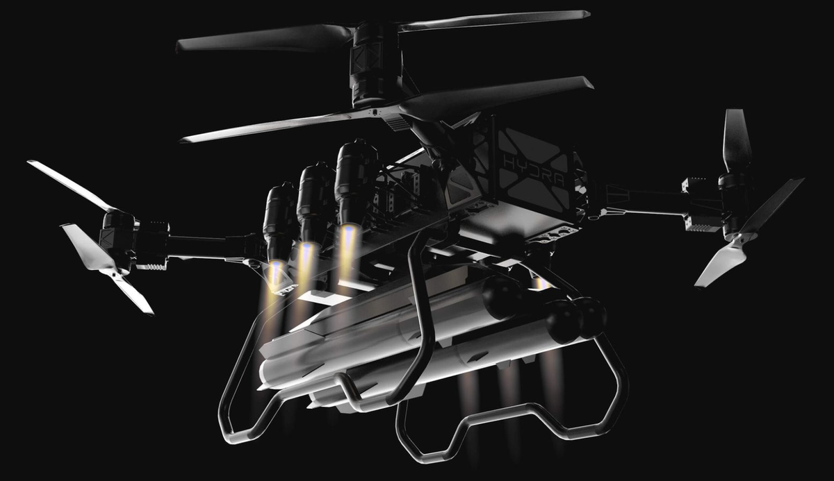    HYDRA-400 использует гибридную силовую установку, объединяющую электрические роторы и миниатюрные реактивные турбины