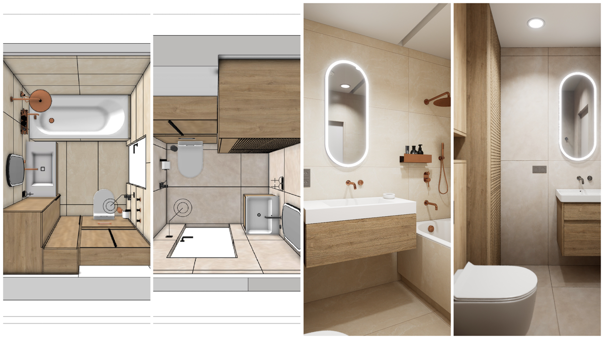 Коллаж с дизайном санузлов