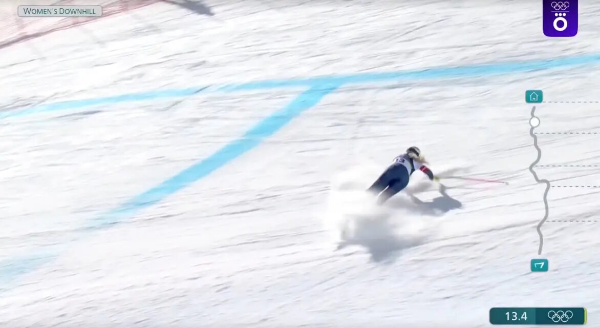    Линдси Вонн. Фото: скриншот из видео Олимпиады-2026 с трансляции Окко.