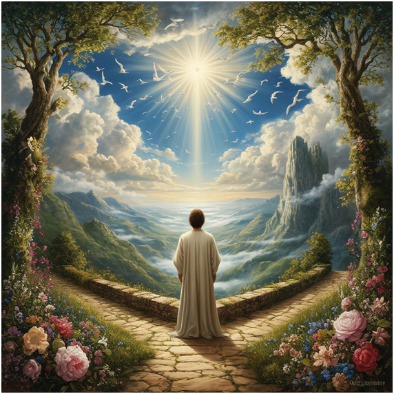 Сгенерировано ИИ- приход Души на Небеса.