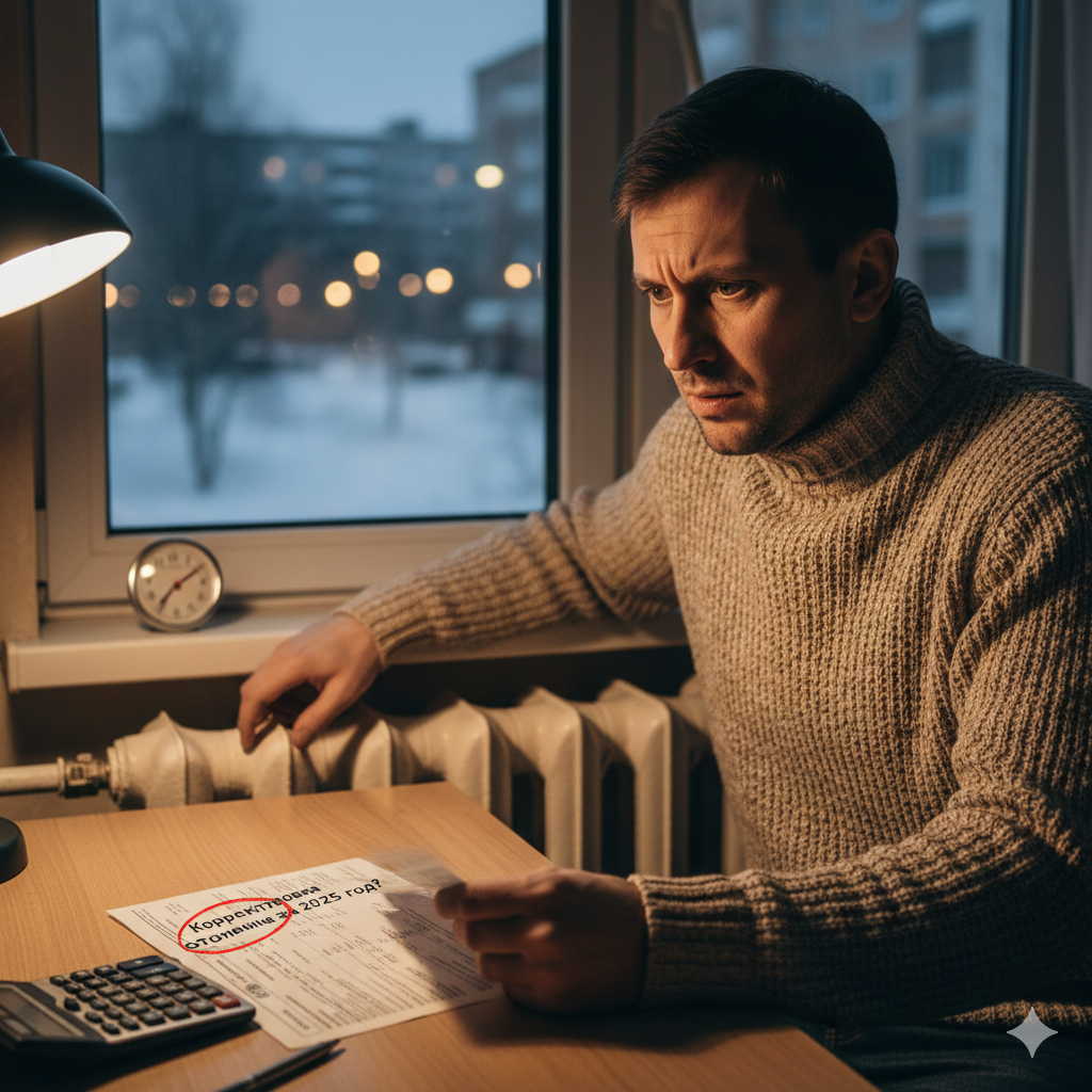 Корректировка отопления по счётчикам — это не «новый платёж сверху», а годовой перерасчёт: сравнивают, сколько тепла вы реально сожгли по общедомовому счётчику (ОДПУ) в 2025 году, и сколько с вас взяли по средним платежам, и разницу одним махом кидают в квитанцию 2026‑го.