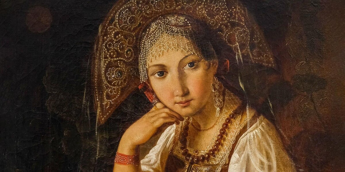 Неизвестный художник. Неизвестная в русском костюме. Первая половина XIX века. Из коллекции Государственного музея изобразительных искусств Республики Татарстан
