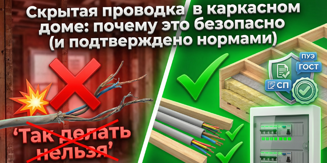 Скрытая проводка в каркасном доме: почему это безопасно (и подтверждено нормами)