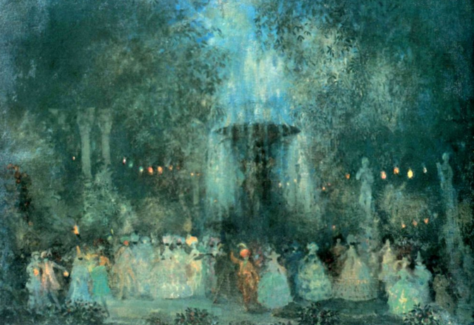 Николай Сапунов – Маскарад, 1907. Третьяковская галерея. Источник: https://artchive.ru/artists/8530~Nikolaj_Nikolaevich_Sapunov/works/16207~Maskarad