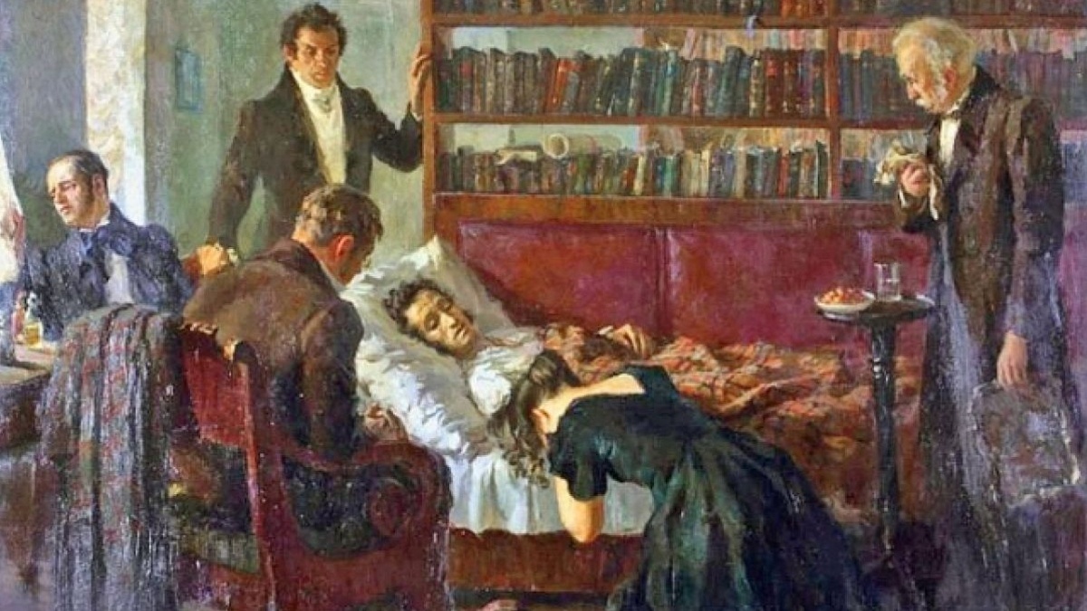 "Последние минуты А.С. Пушкина". Л.З. Танклевский, 1949 г.