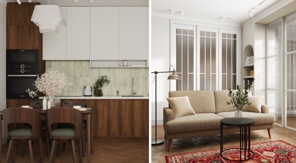 Светлая квартира 66 м² для ценителей искусства в Санкт-Петербурге