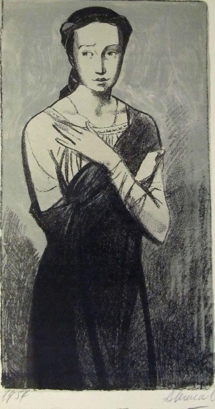 Минаев Владимир Николаевич «Г. Уланова - Джульетта» (1954, бумага, автолитография)