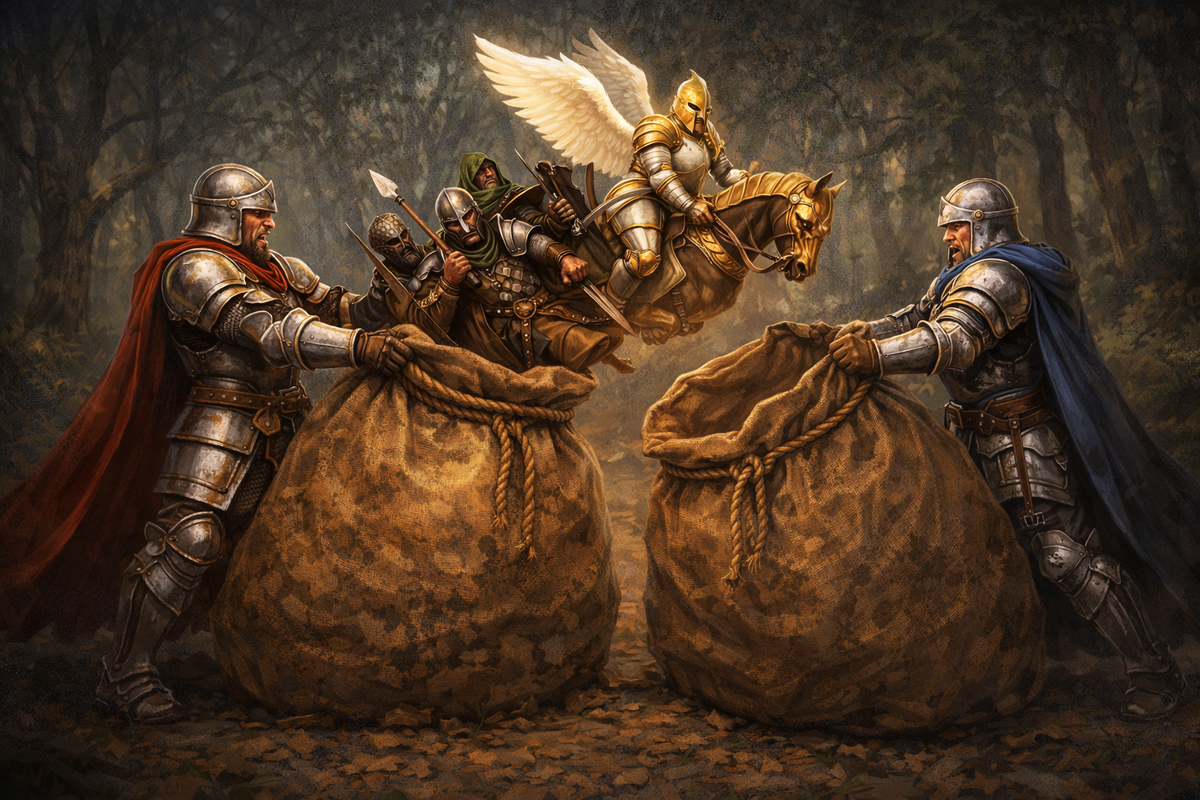 Перебрысвают рыцари войска из мешка в мешок, не заботясь о них совсем… Иллюстрация подготовлена при помощи ChatCPT.