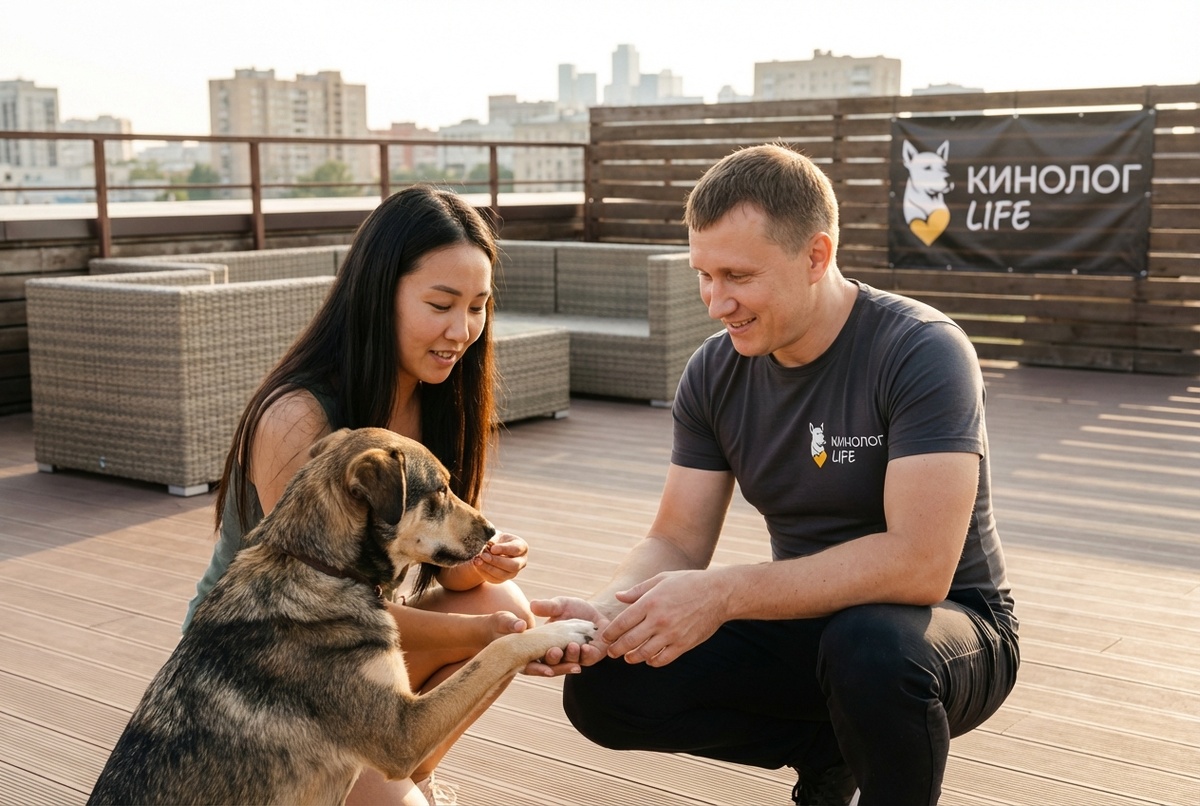 собака на прогулке — четвероногий справляет нужду на улице