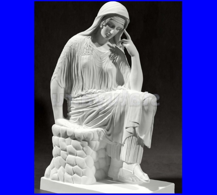 Скульптуры чаще изображают Пенелопу сидящей в позе ожидания. Ноги у неё скрещены - признак целомудренной жены./из доступного фонда Яндекс.Картинки/