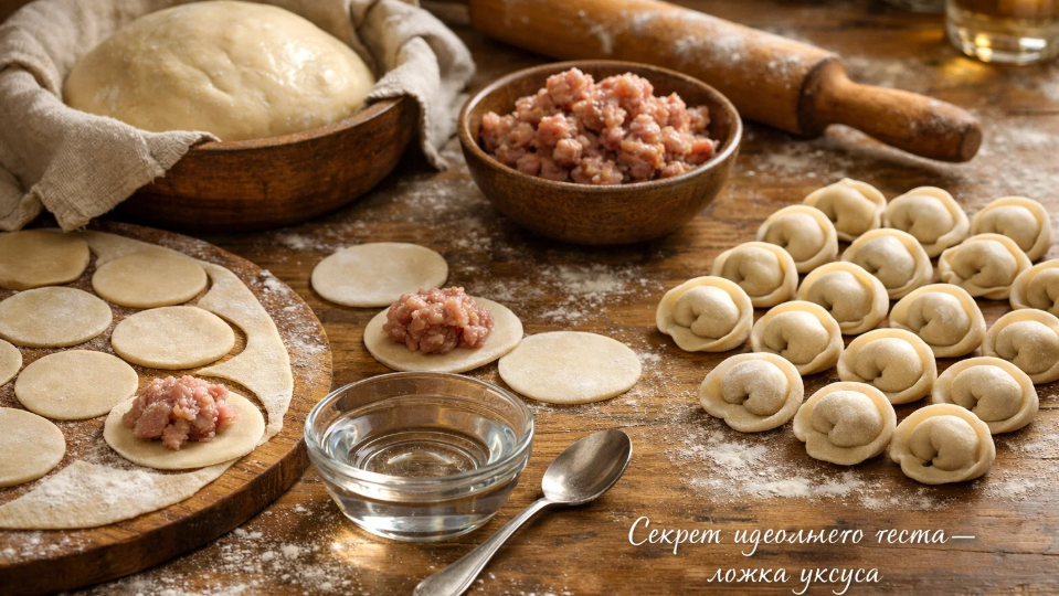 Зачем в старинных рецептах в тесто для пельменей добавляли немного уксуса: оно становится эластичнее