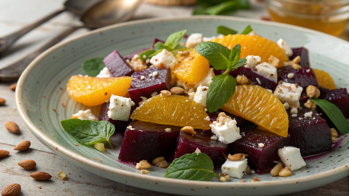 Свекла с апельсином и сыром фета