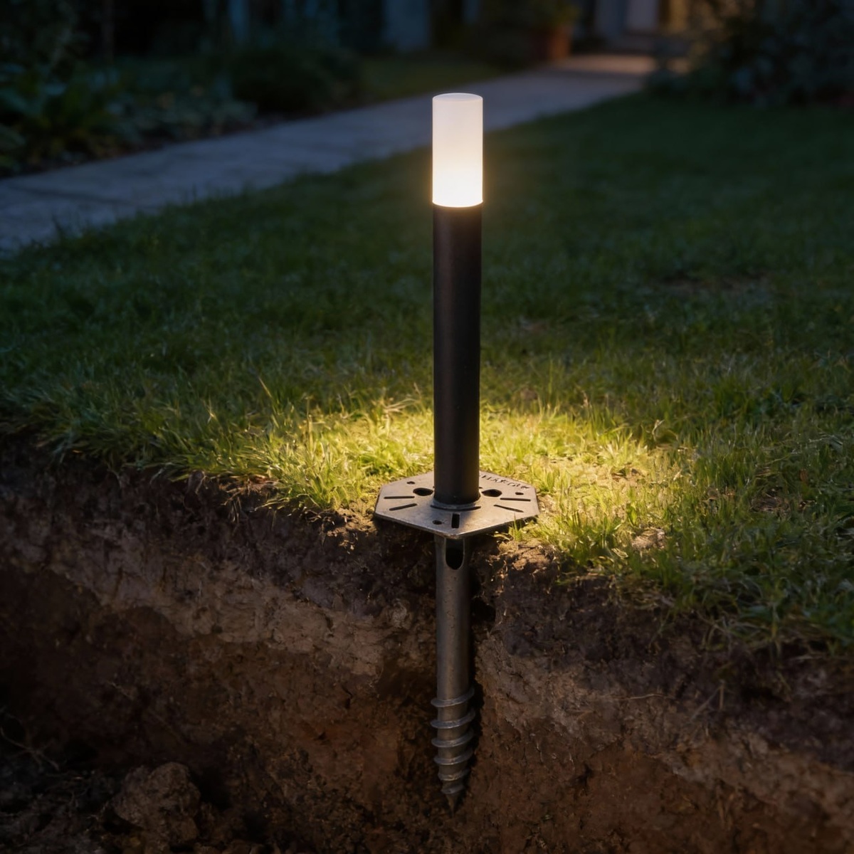 Пример установки светильника на свайную опору Fona.pro