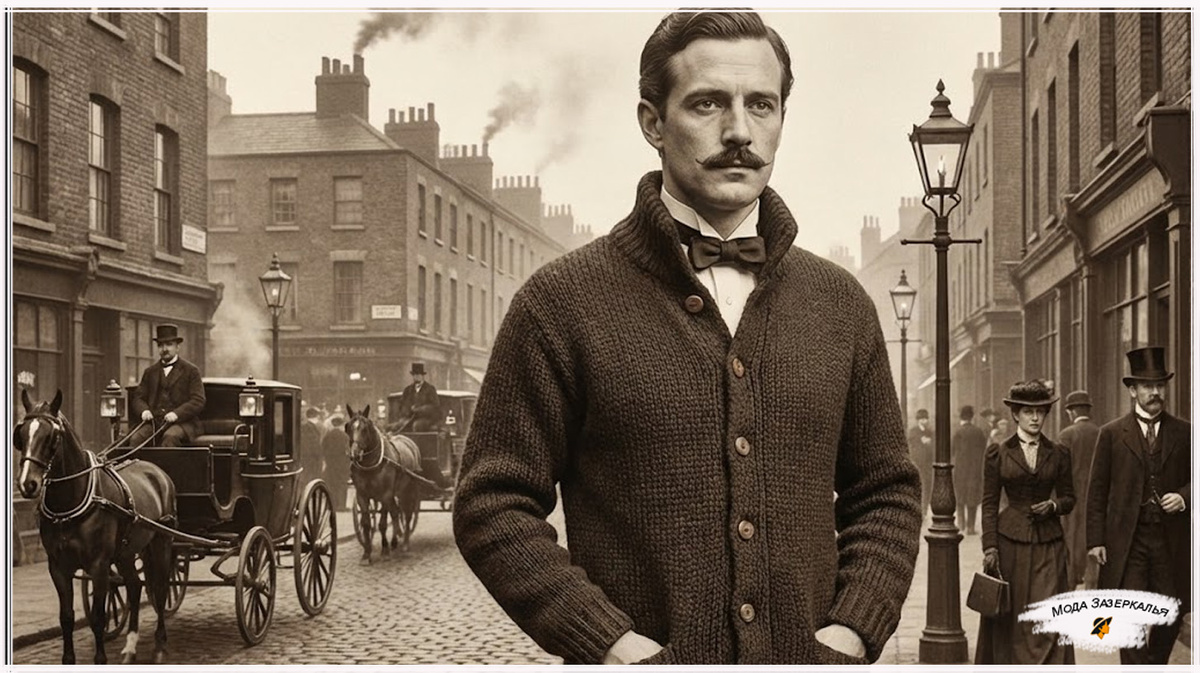 Мужчина в кардигане - Иллюстрация эпохи 1860 х