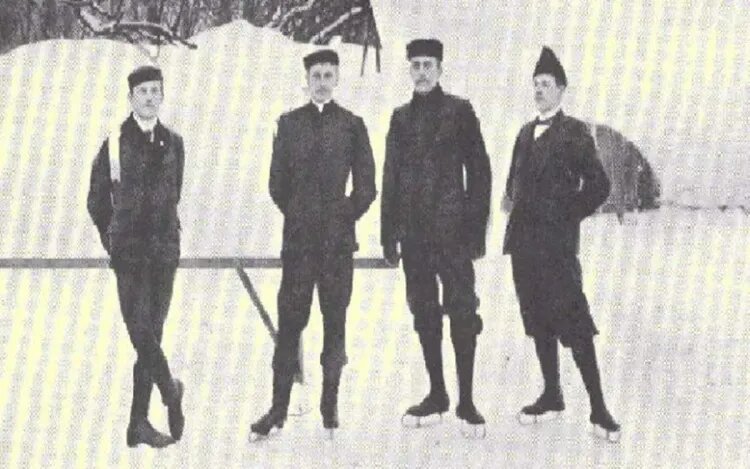    Гильберт Фукс, Густав Хюгель, Георгий Сандерс и Николай Подусков / Источник фото: iceskatemag.co.uk