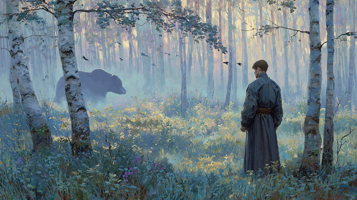 На пороге весны человек и лес встречаются взглядом. Перелётные птицы, запах трав, медвежий дух — и вдруг понимаешь: ты не гость, ты — часть этого мира. 