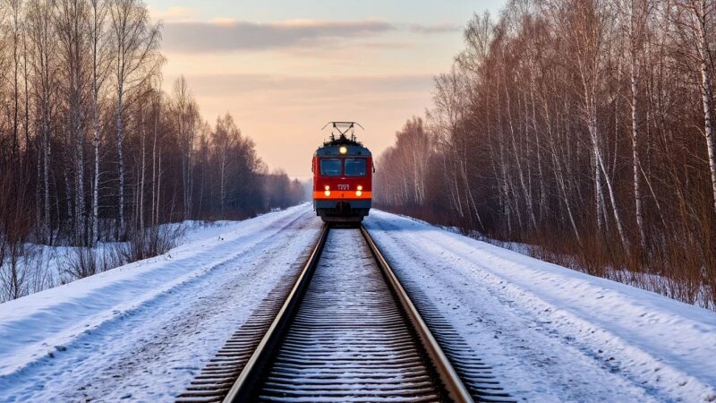     Поезд. Железная дорога. Зима. shedevrum.ai