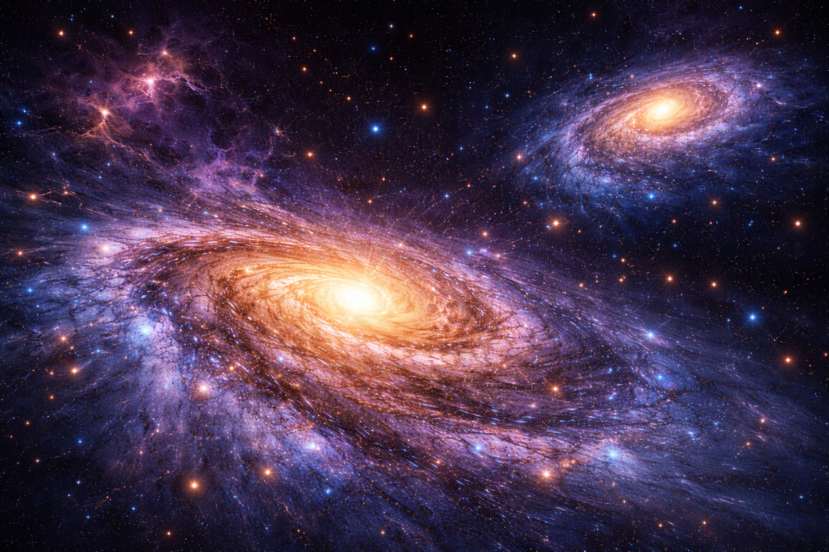   Вселенная расширяется, но галактики сталкиваются. Как так вообще возможно?