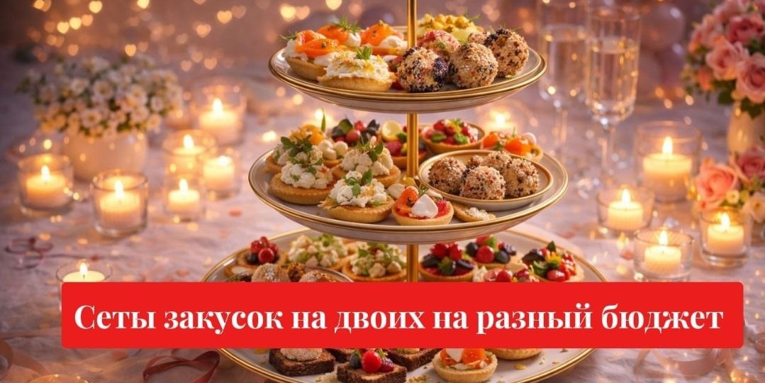 Сеты закусок “на двоих и под разговоры”: 3 подноса — бюджетный, средний и праздничный