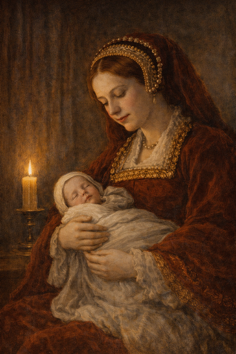 Екатерина Арагонская с дочерью Марией. Создано ИИ