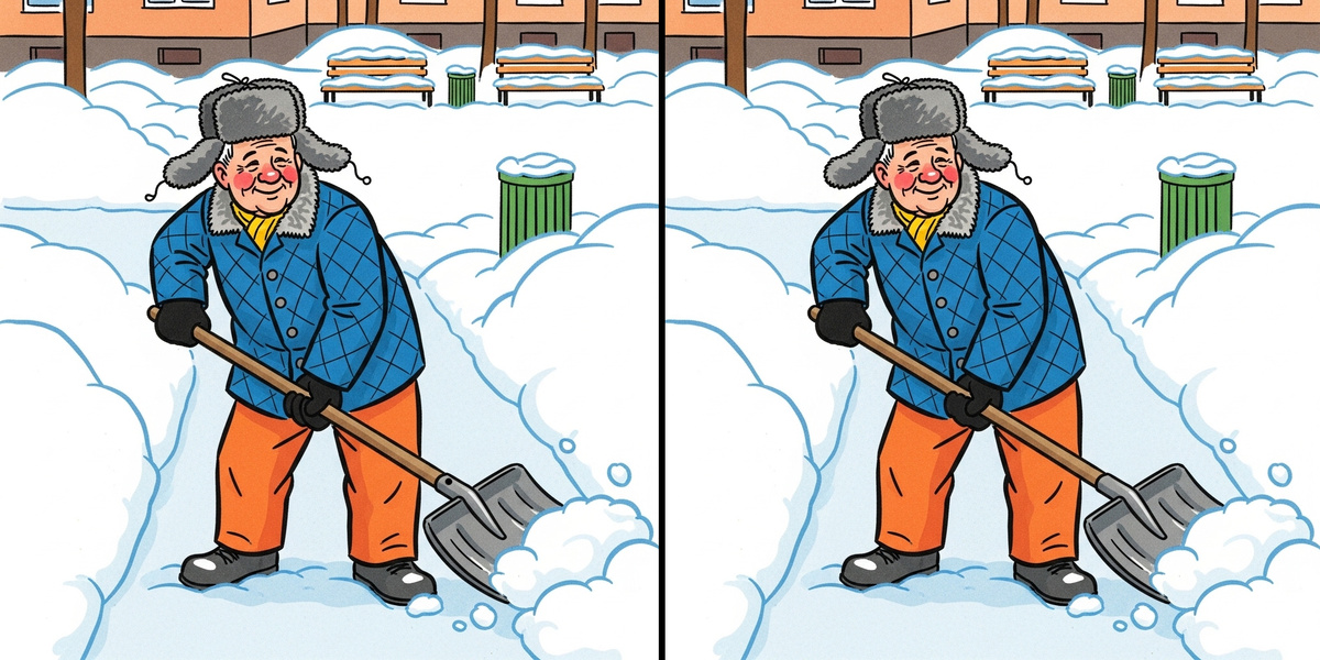 Дворник чистит улицу. 