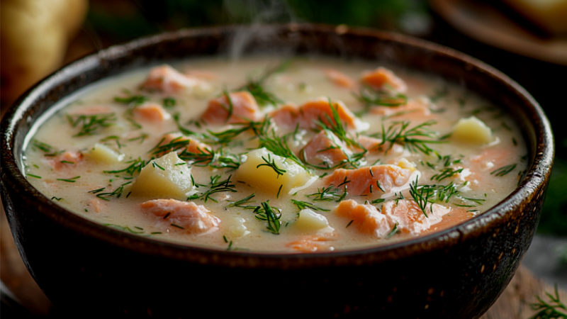 Рыбный суп из горбуши с овощами