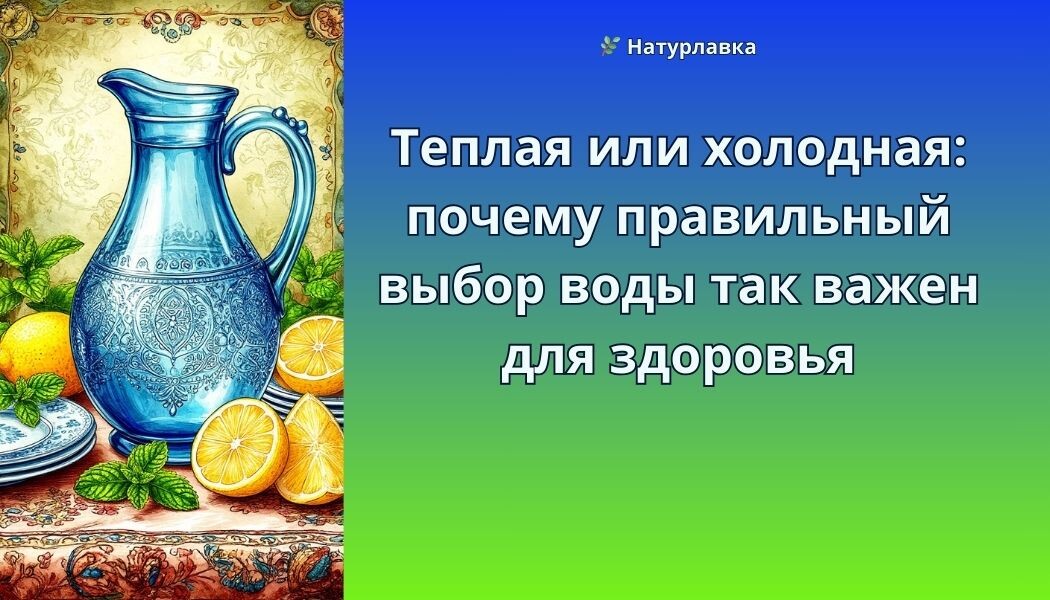 Введение: не просто утоление жажды
Вода — основа жизни, но ее температура может влиять на организм значительно сильнее, чем мы предполагаем. В различных культурах мира существуют традиции, связанные с температурой потребляемой воды: в китайской медицине предпочитают теплую, в западных странах — ледяную, в аюрведе рекомендации зависят от типа конституции. Современная наука начинает раскрывать физиологические механизмы, стоящие за этими вековыми практиками.
Физиология температурного воздействия
Холодная вода (ниже 15°C)
Позитивные эффекты:
•	Спортивная производительность: Во время интенсивных тренировок холодная вода помогает снизить температуру тела и предотвратить перегрев
•	Метаболический всплеск: Организм расходует дополнительные калории на согревание воды до температуры тела
•	Восстановление после тренировок: Помогает быстрее снизить температуру мышц
Потенциальные риски:
•	Замедление пищеварения: Холодные напитки могут вызывать сужение кровеносных сосудов в желудке
•	Нагрузка на горло: У некоторых людей провоцирует тонзиллит или фарингит
•	Сгущение слизи: Может затруднять дыхание при респираторных заболеваниях
Теплая вода (35-45°C)
Позитивные эффекты:
•	Улучшение пищеварения: Стимулирует перистальтику и секрецию пищеварительных ферментов
•	Детоксикация: Способствует потоотделению и улучшению кровообращения
•	Расслабление мышц: Снимает спазмы и напряжение
•	Улучшение циркуляции: Расширяет кровеносные сосуды
Сезонные и ситуационные рекомендации
Летние месяцы
В жару холодная вода кажется привлекательной, но резкий контраст температур может вызвать тепловой удар. Более физиологично пить прохладную (не ледяную) воду или даже теплую, которая усиливает потоотделение и эффективнее охлаждает тело.
Зимний период
Теплая вода помогает поддерживать внутреннее тепло, не заставляя организм тратить энергию на согревание жидкости. Особенно важно это при переохлаждении.
