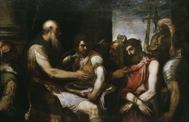 Христос перед Пилатом - Андреа Скьявоне (изображение взято из открытых источников).