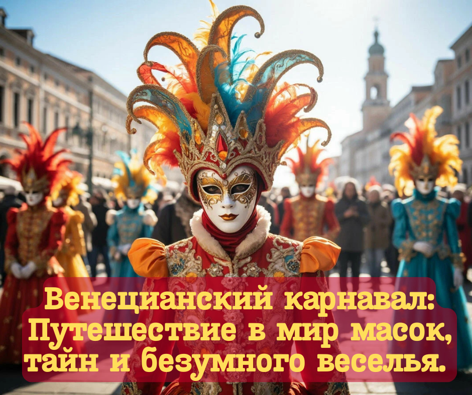 Венецианский карнавал: Путешествие в мир масок, тайн и безумного веселья. Картинка создана при помощи ИИ.