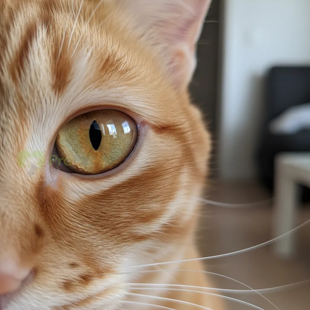 Крупный план здорового и ясного кошачьего глаза