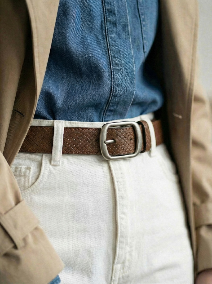 кожаный ремень TAGCLO из премиальной кожи с выделкой под питона - лучшее стильное решение для светлого и классического денима, джинсовой рубашки и тренча