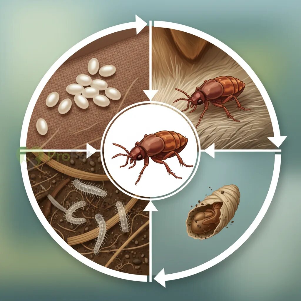 Схема жизненного цикла блохи