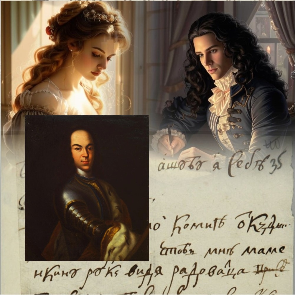 Портрет царевича Алексея. Неизвестный художник. Письмо царевича Алексея. Изображения созданы при помощи нейросети. Коллаж автора публикации