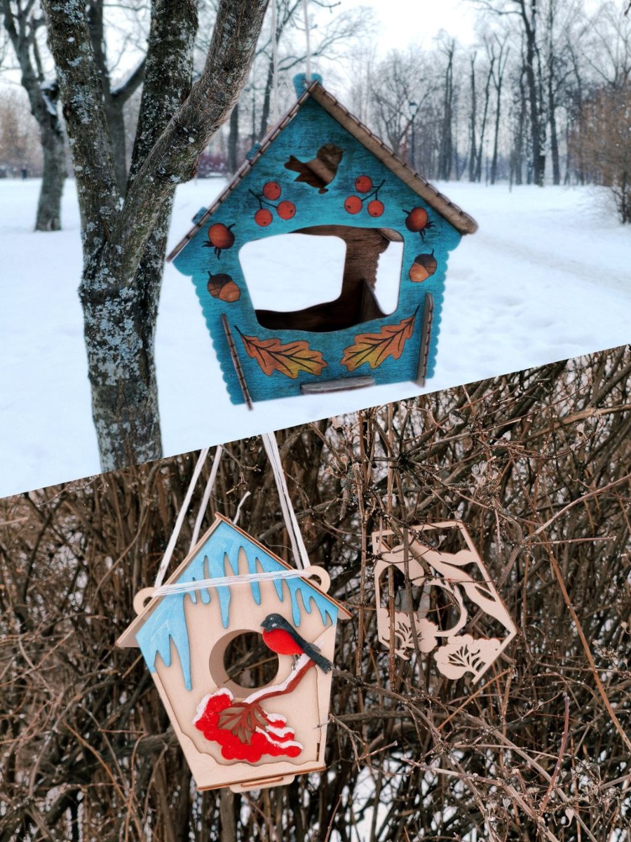 Карусель коллажей кормушек для птиц