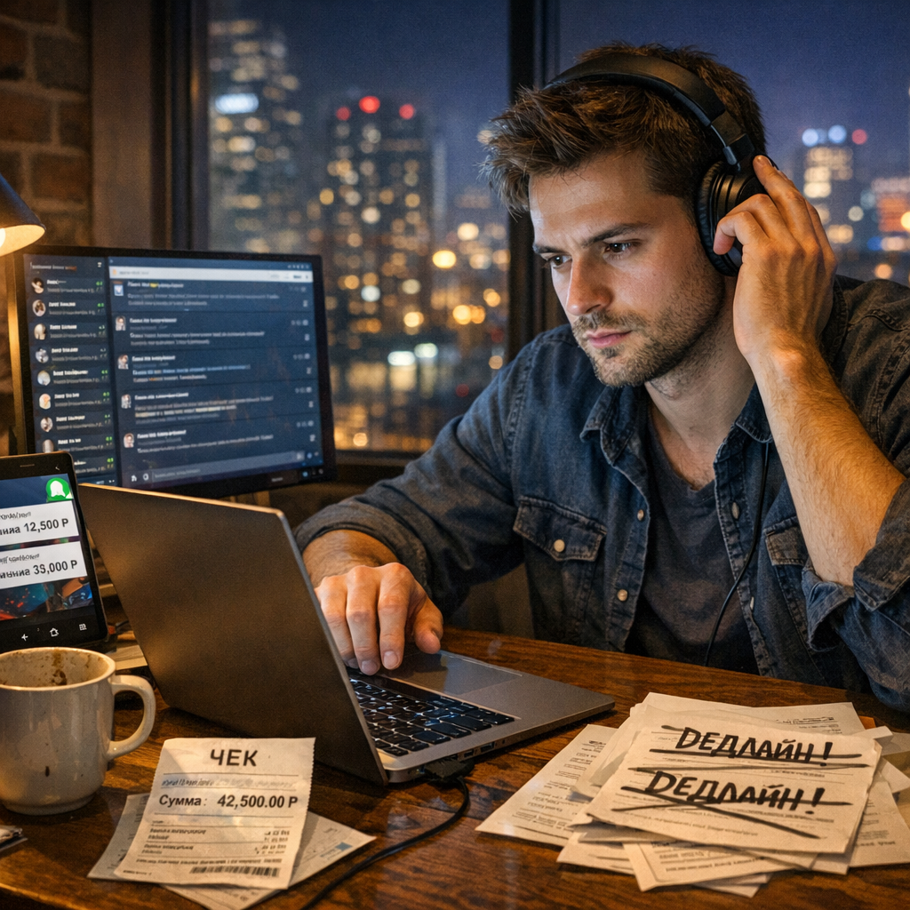 Самозанятый за работой