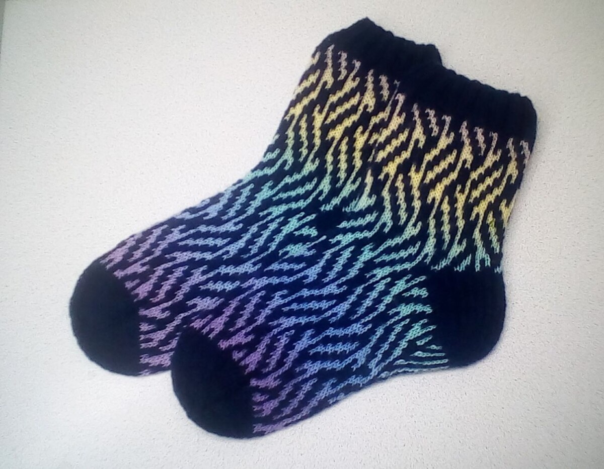 Мои февральские носочки, тема Северное сияние