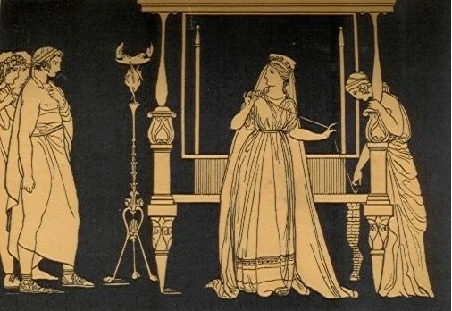 Пенелопа день за днём в течение 3-х лет ткёт саван для отца Одиссея /из доступного фонда Яндекс Картинки/