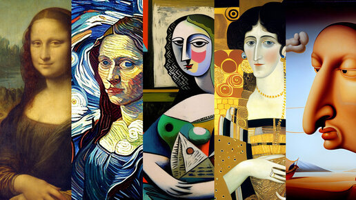 "Шаржи" на "Мону Лизу" в стиле Ван Гога, Пикассо, Климта и Дали