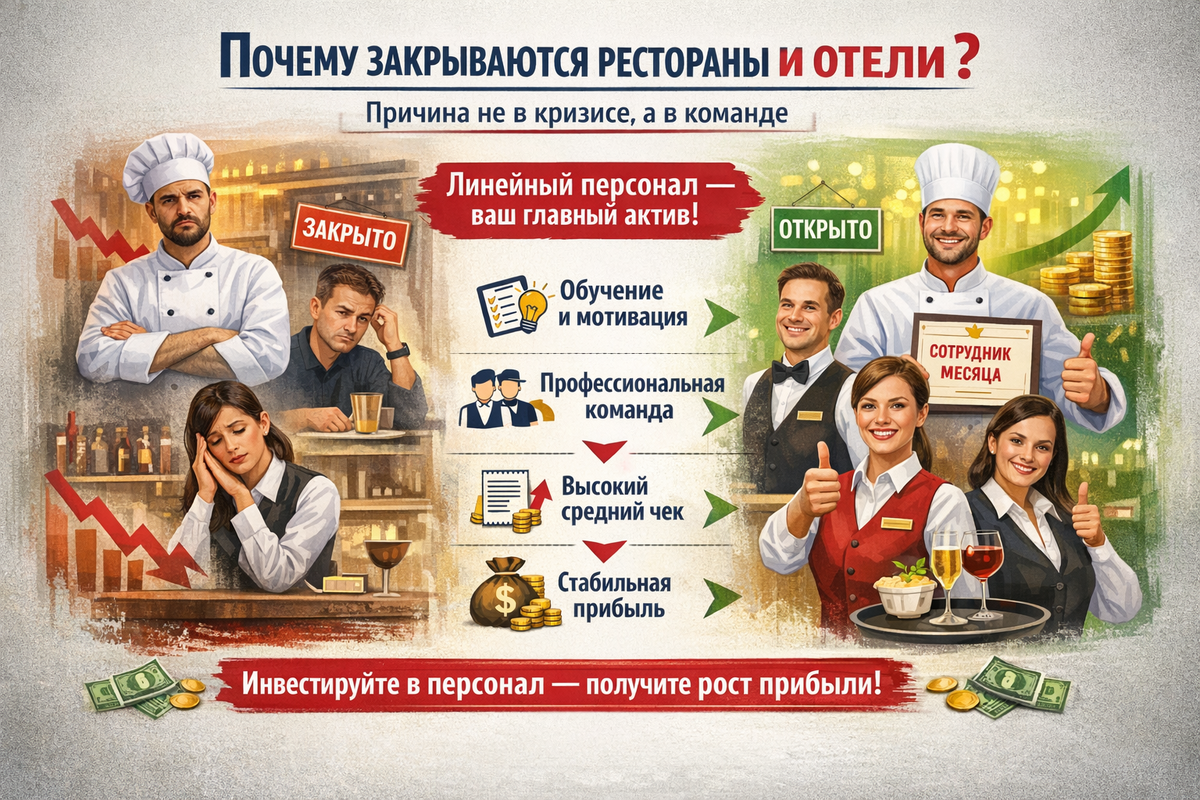 Обучение персонала ресторана и отеля.