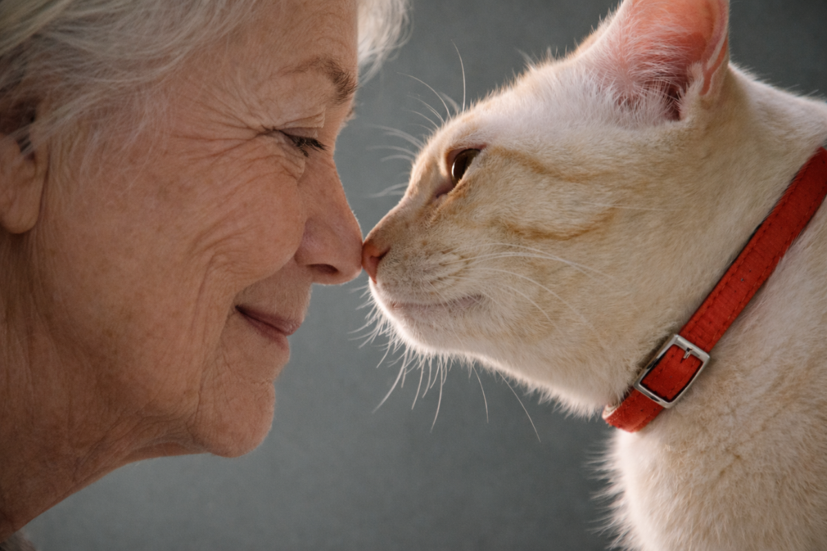 Кошка тычется носом в лицо