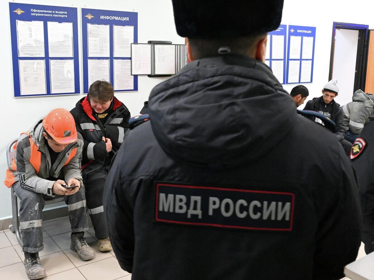    Задержанные иностранные трудовые мигранты в отделе полиции по вопросам миграции | © РИА Новости / Илья Наймушин