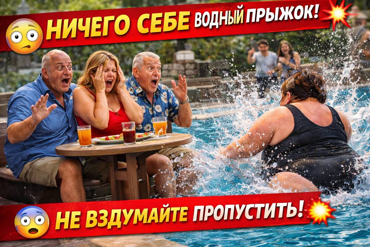 💥 Куда попала вода?! Полная женщина нырнула в бассейн и устроила хаос 😱