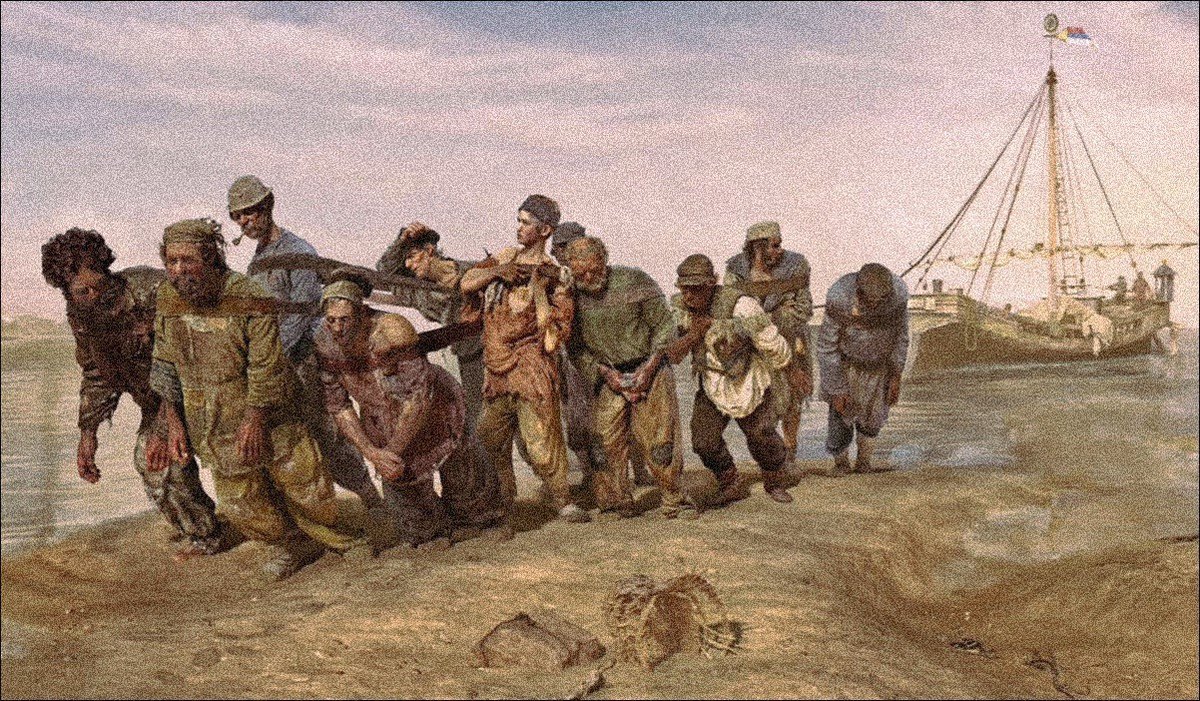 Даже на знаменитой картине Репина один из бурлаков идет с трубкой во рту