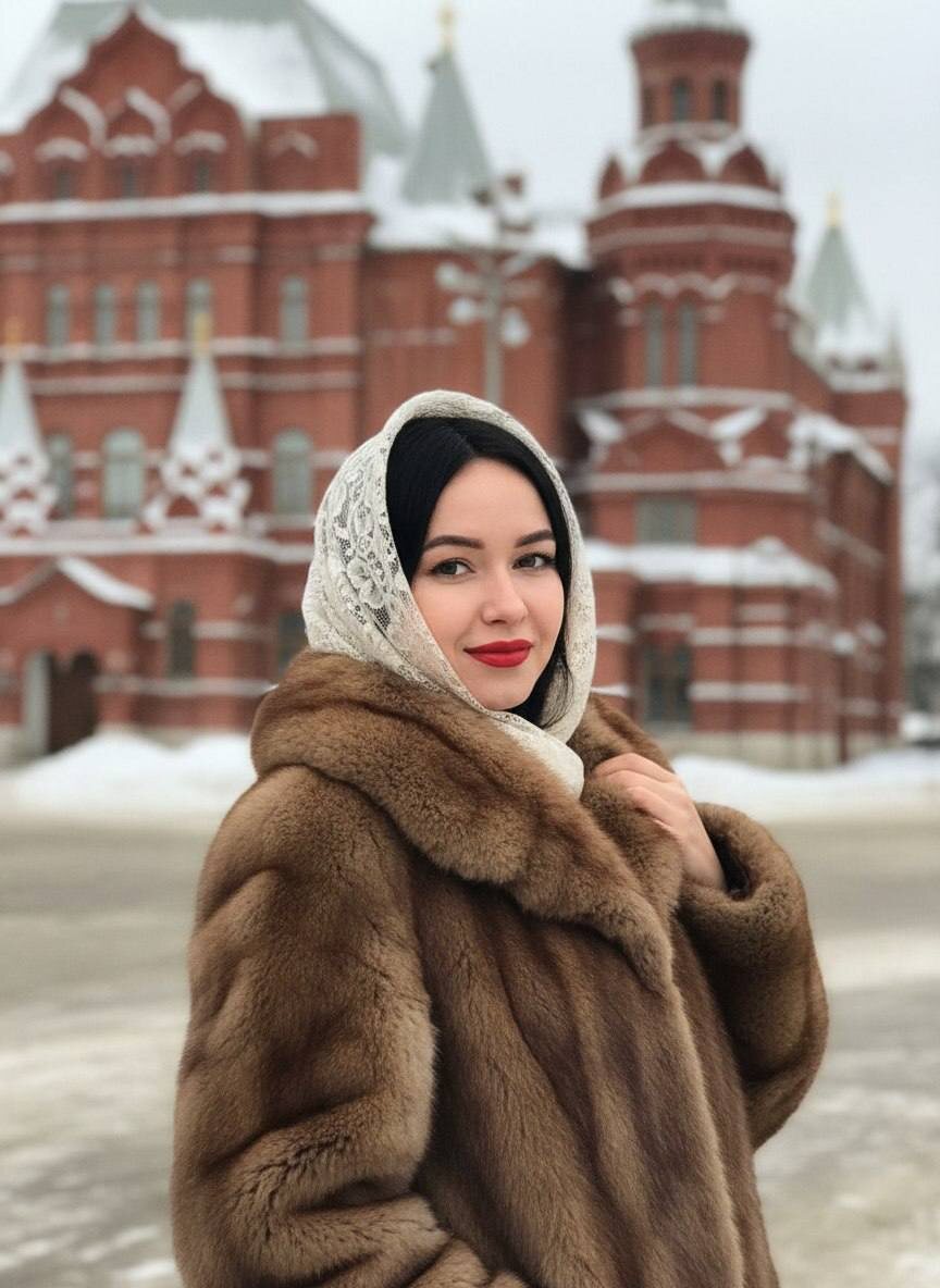  Девушка в шубе на зимней площади — www.promtyi.com