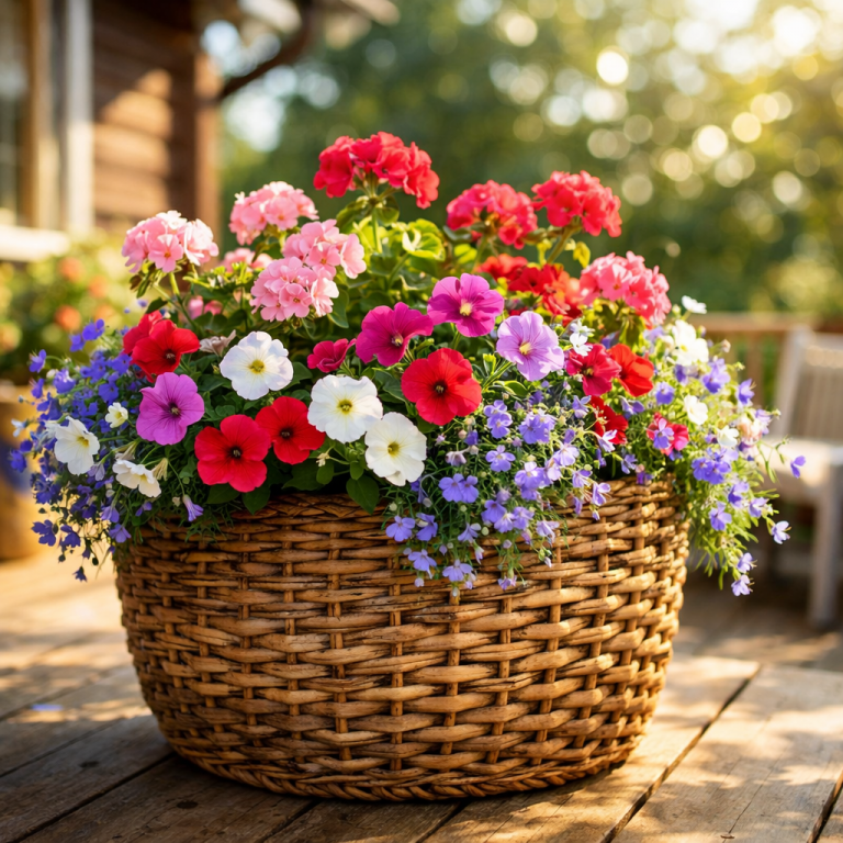    Идеальные цветы для плетеного кашпо Loza